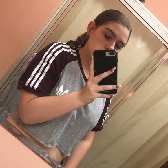 Burgundy Adidas Crop Top - Picture 3 of 3